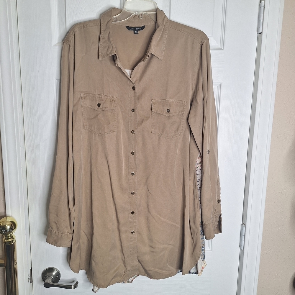 John Mark Tan Button-Up Shirt Size XL